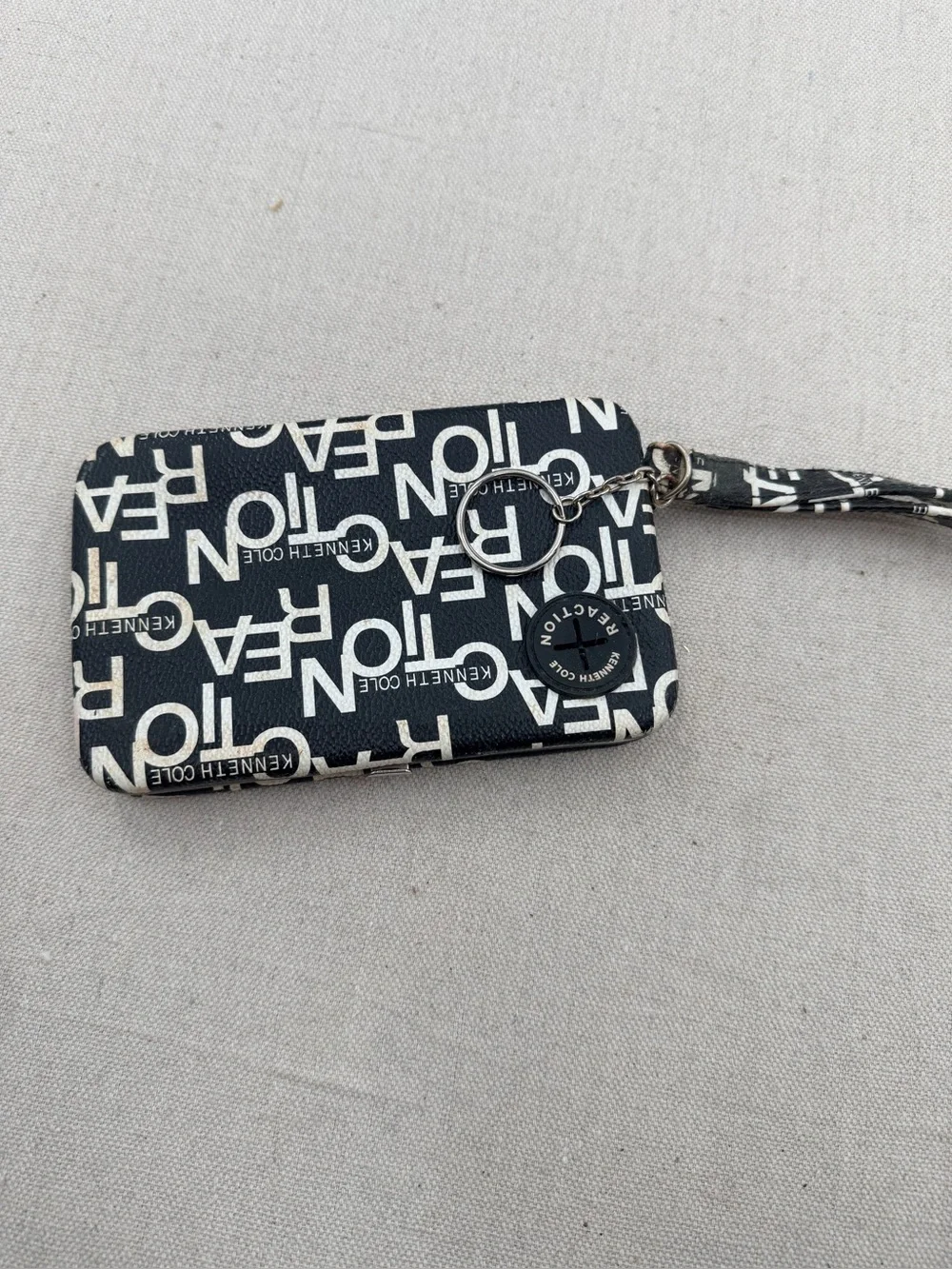Kenneth Cole Black and White Logo Wristlet Wallet